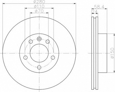 HELLA PAGID 8dd355101511 -  Тормозной диск